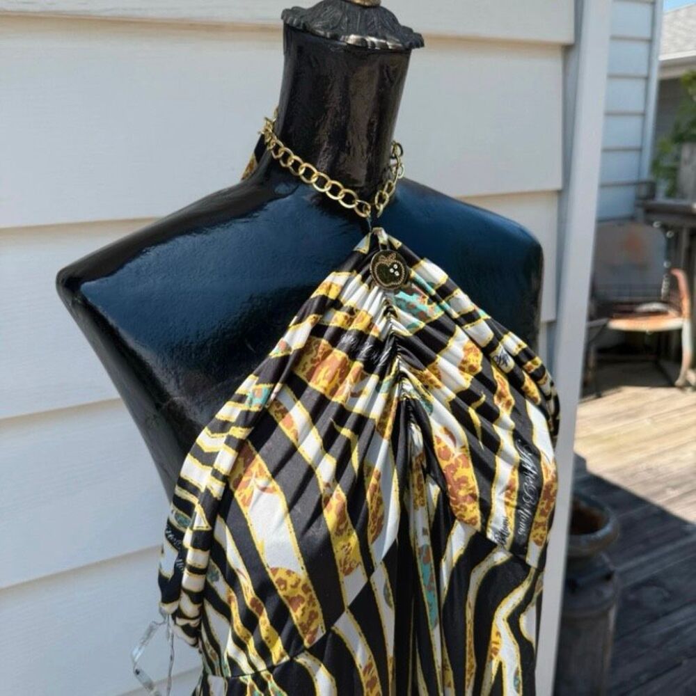 NWT Apple Bottoms Zebra Print Graphic Women’s Halter Maxi Dress 2XL